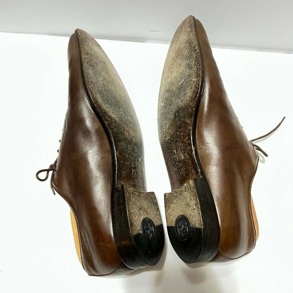 Gucci dress leather shoes formal brown men\'s size 9 monogram cap toe main image 4